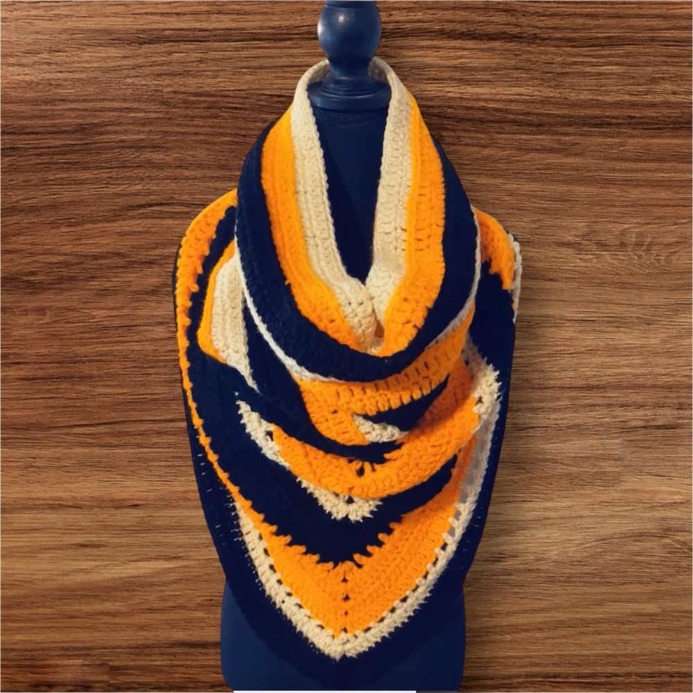 Multicolor Crochet Triangle Scarf